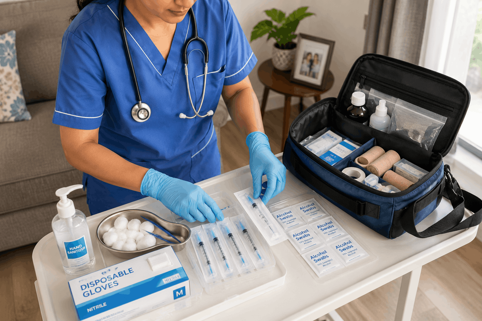 Sterile equipment and hygiene kit used for home injection service